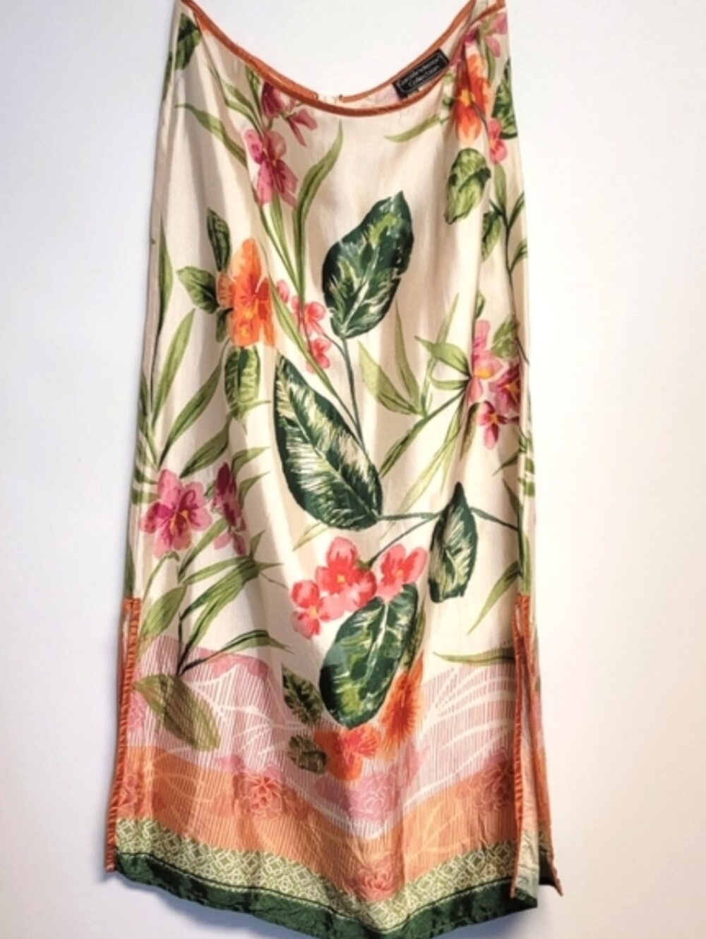 Vintage Carol Anderson Tropical Floral Maxi Floral Slip Dress Skirt  USA Size 14